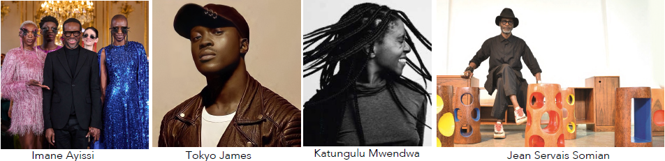 Collage of African fashion designers and creative work.